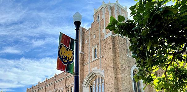 UNC's Latinx banners hanging outside Gunter Hall