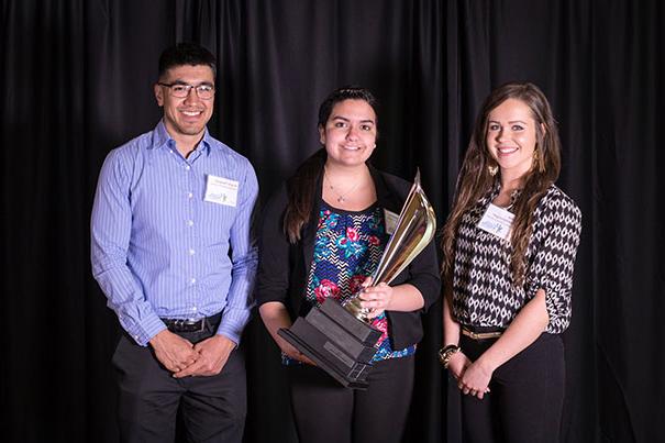 Winners of the BBB's Best Written Paper Nomination, from left: Alyssa VanAmerongen, Kady Barthelemy and Alvaro Marquez.